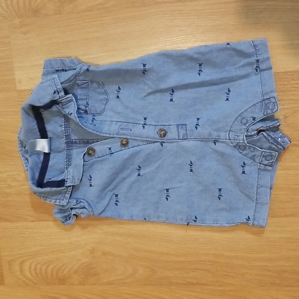 Carter's denim short bodysuit with snaps newborn EUC